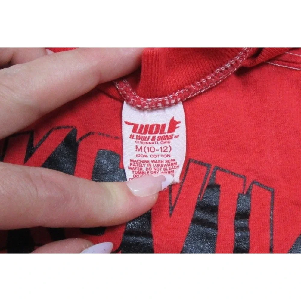 Vintage 70s State Football Champs T-Shirt Kids (M) Single Stitch Ohio Wolf